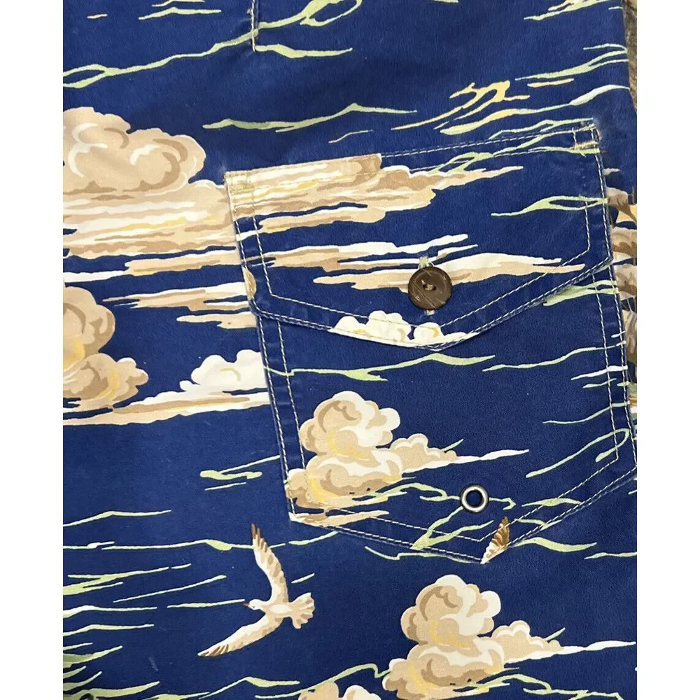 Polo Ralph Lauren Blue Swim‎ Trunks Lined Board Shorts Pirate Ship Buoy Mens 38